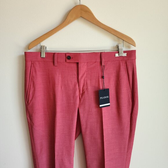 35x30 Rose Pink Pants New Jos A Bank Skinny Fit Pant Polyester Nwt Mens Magenta - Picture 8 of 17